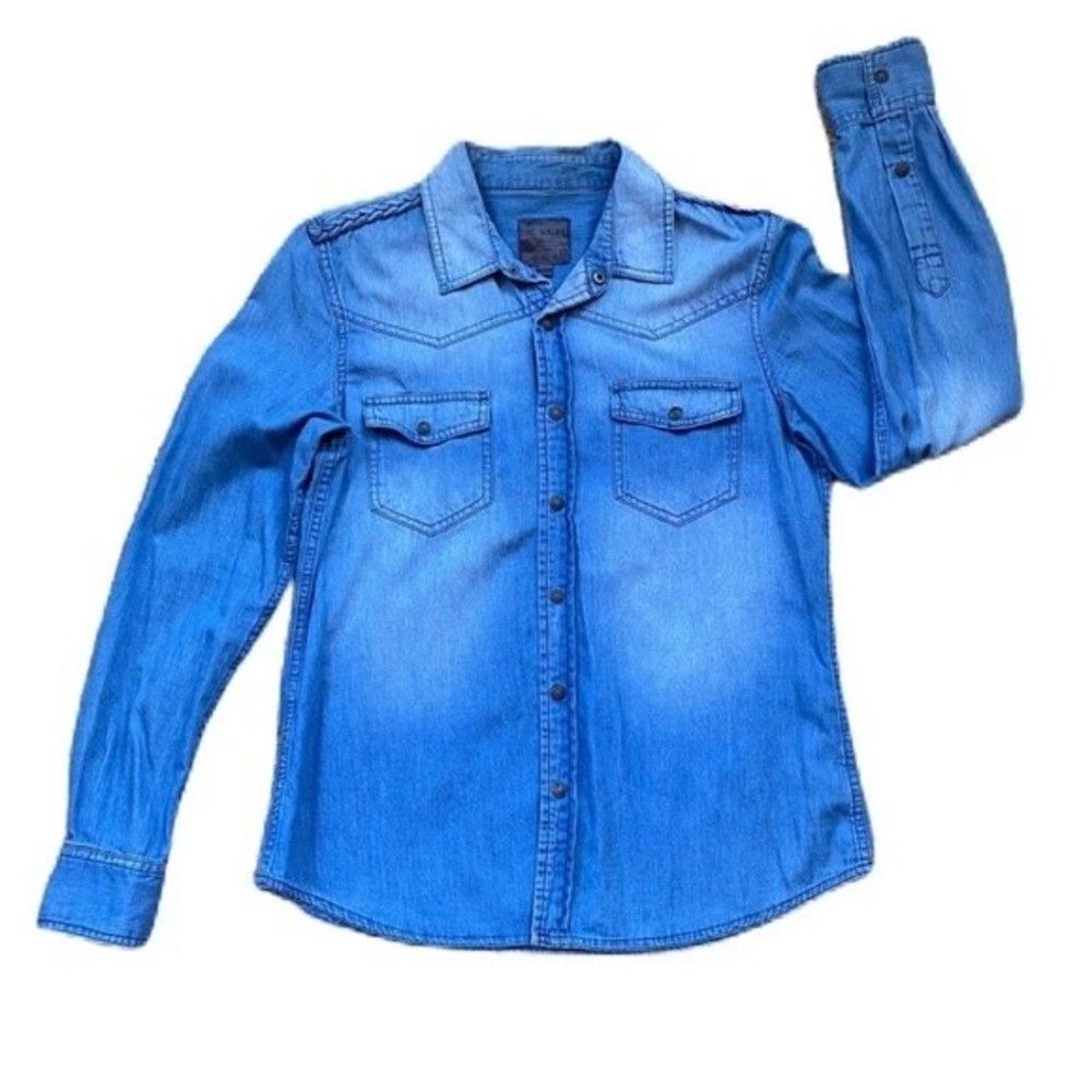 VTG 1974 This Belongs To The Shirt JD Blue Denim Button Down Shirt Size M